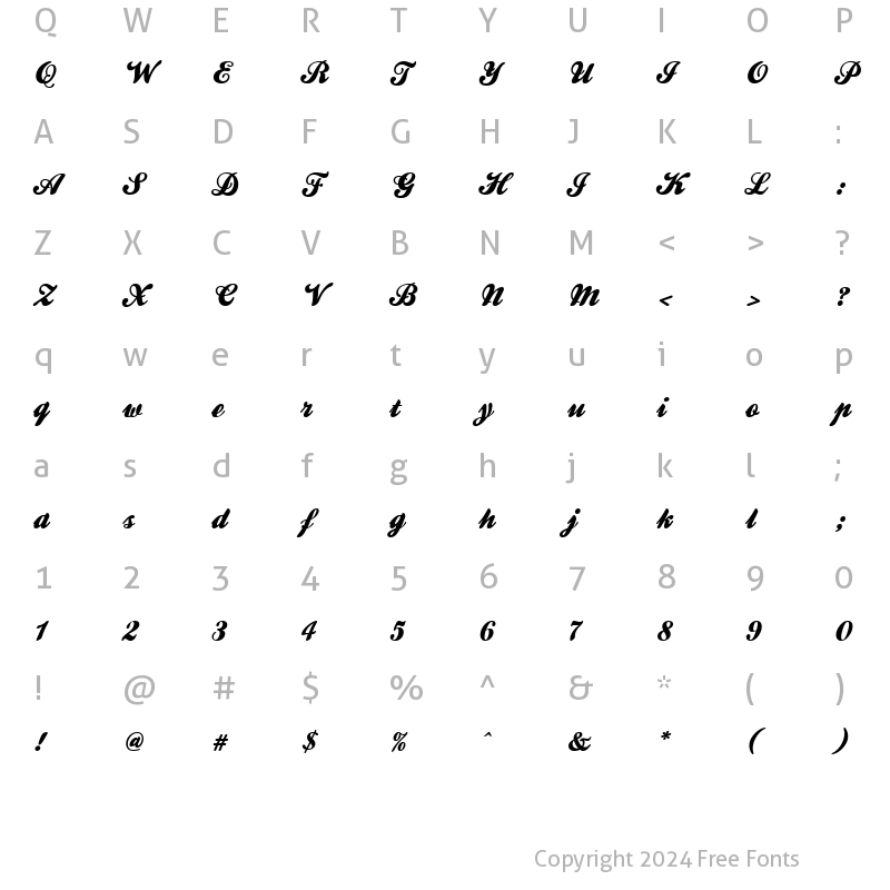 Character Map of KestrelW00-Script Regular