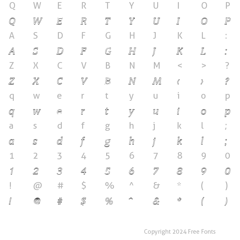 Character Map of KevinBeckerOutline Italic