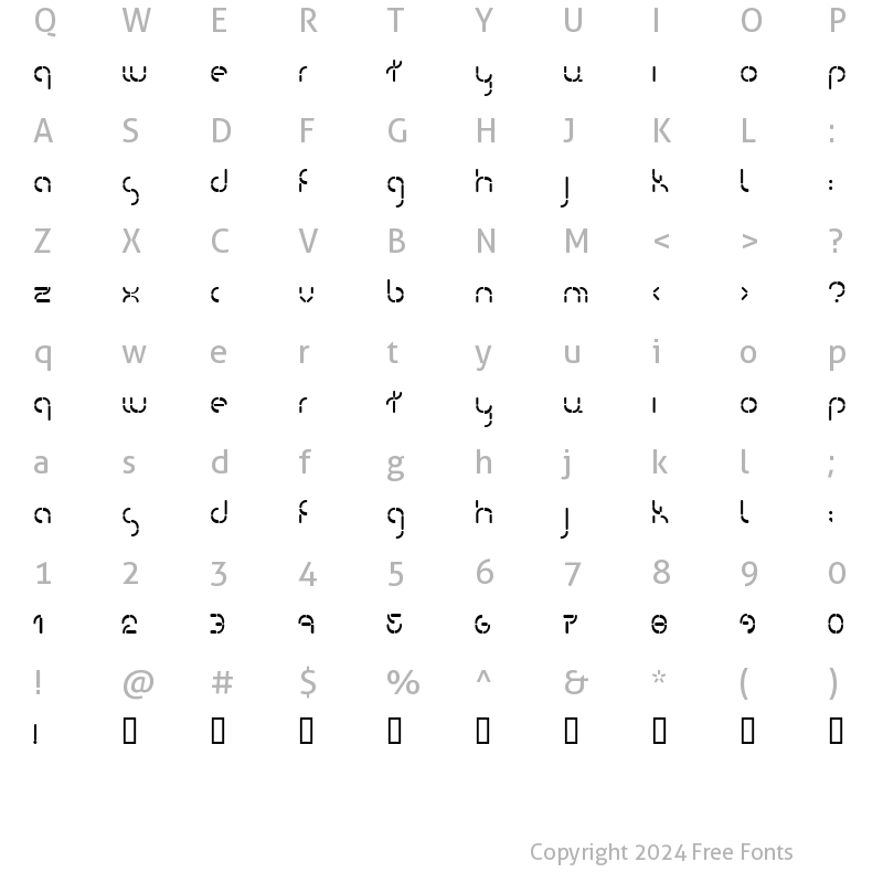 Character Map of Kevlr Suit Regular