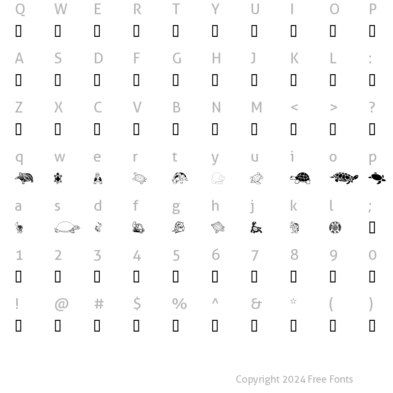 Character Map of Keya's Turtles Regular