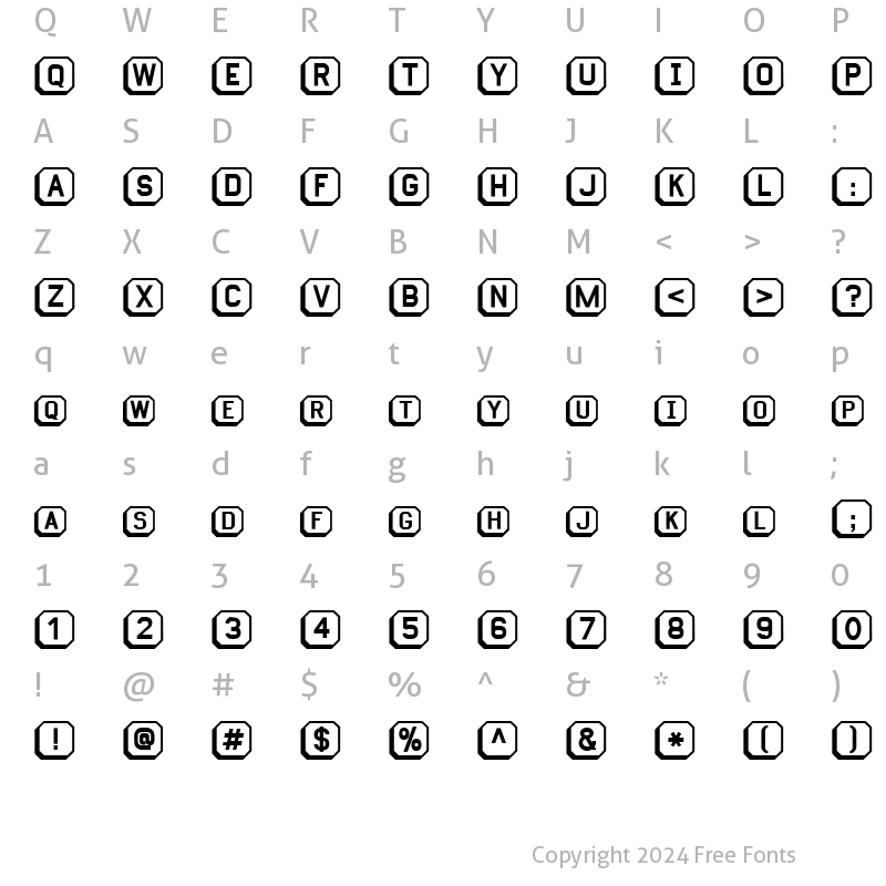 Character Map of Keyboard Bold