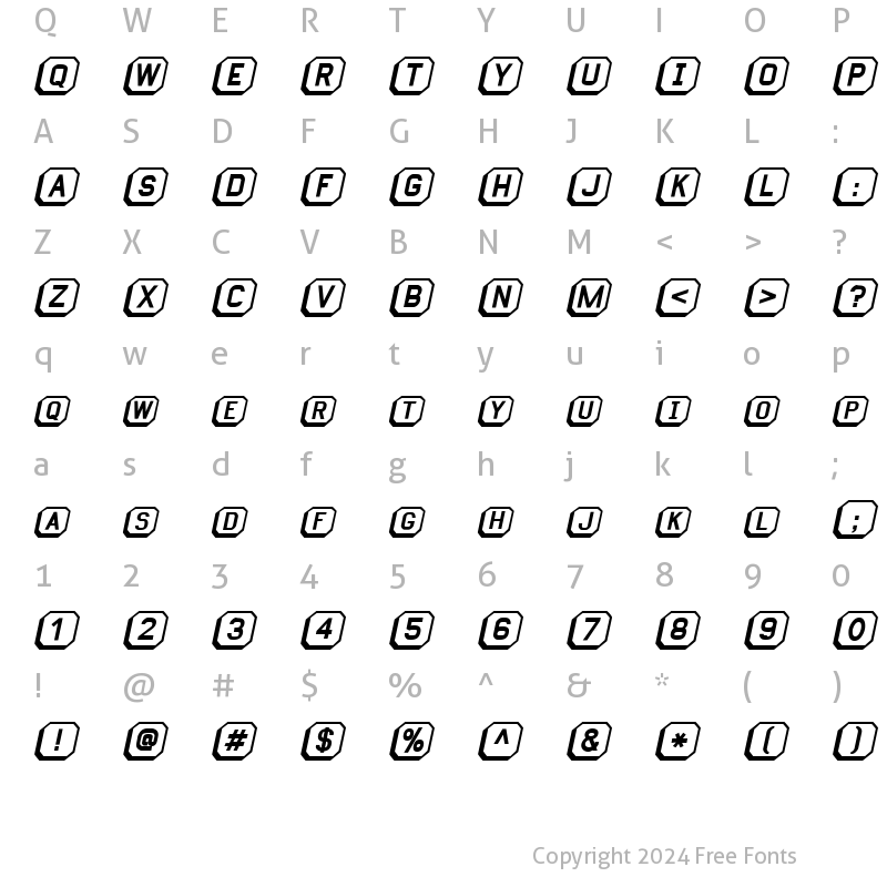 Character Map of Keyboard BoldItalic