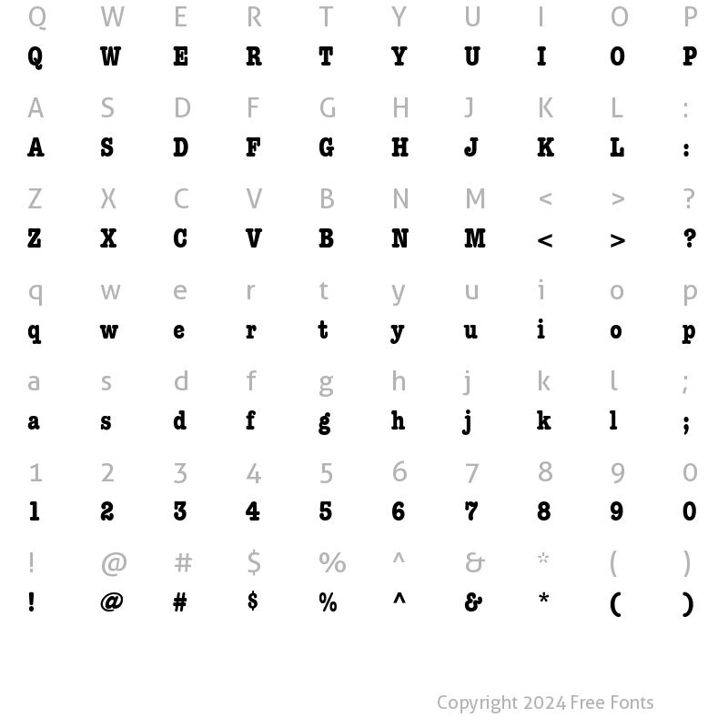 Character Map of Keyboard CondensedAlt SSi Bold Condensed Alternate