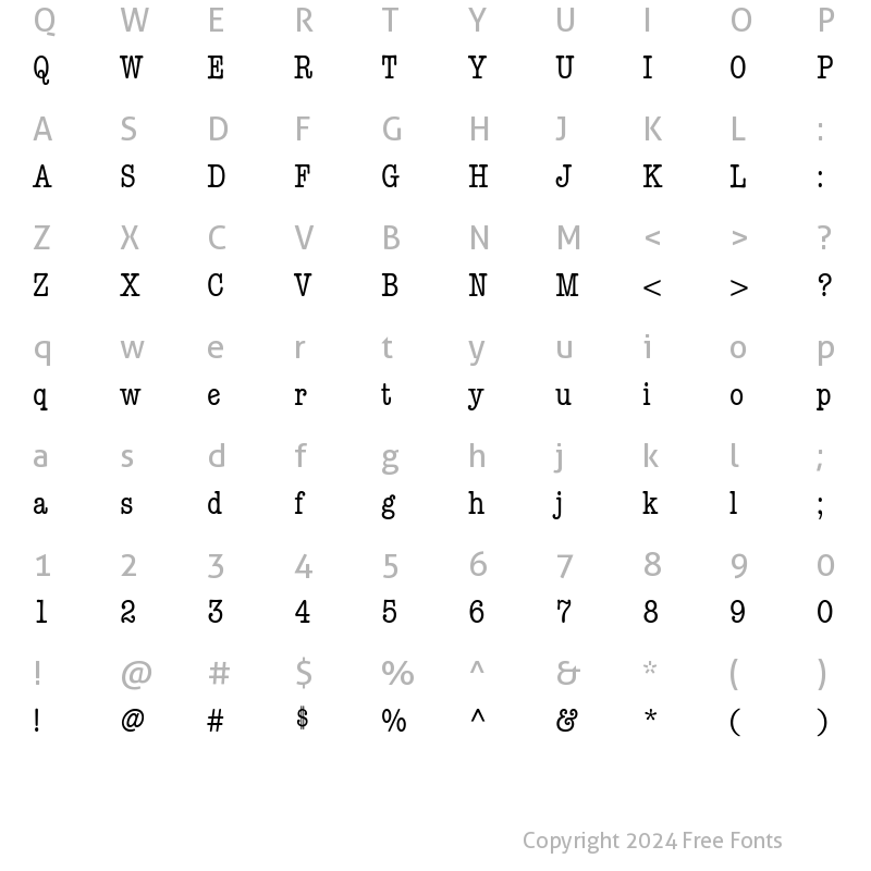 Character Map of Keyboard CondensedAlt SSi Condensed Alternate