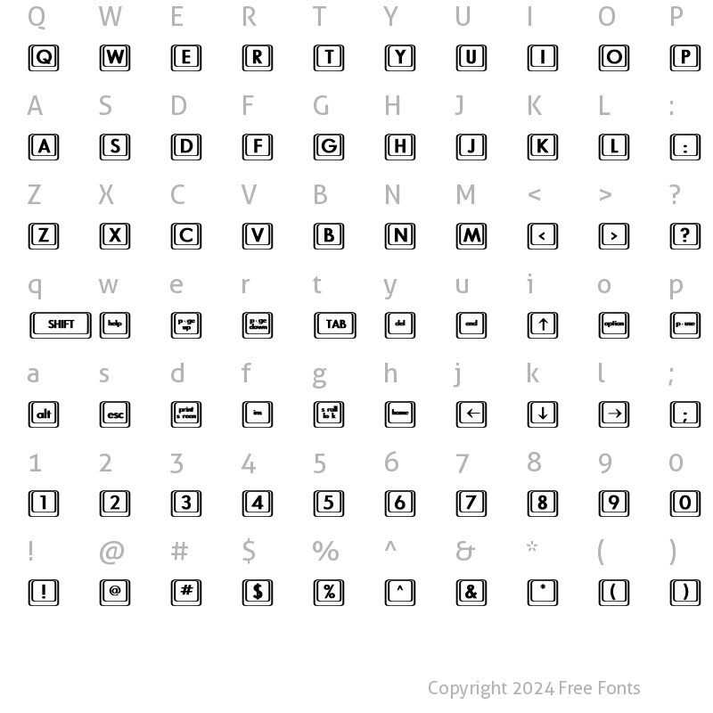 Character Map of Keyboard KeysBT Bold