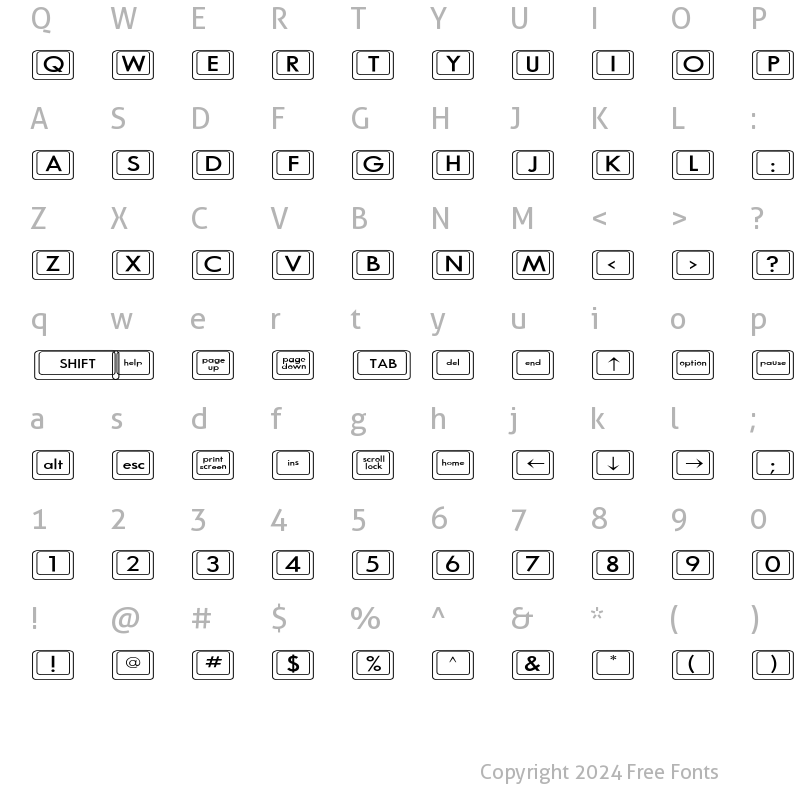 Character Map of Keyboard KeysWd Wide Regular