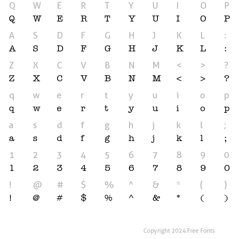 Character Map of Keyboard SSi Medium