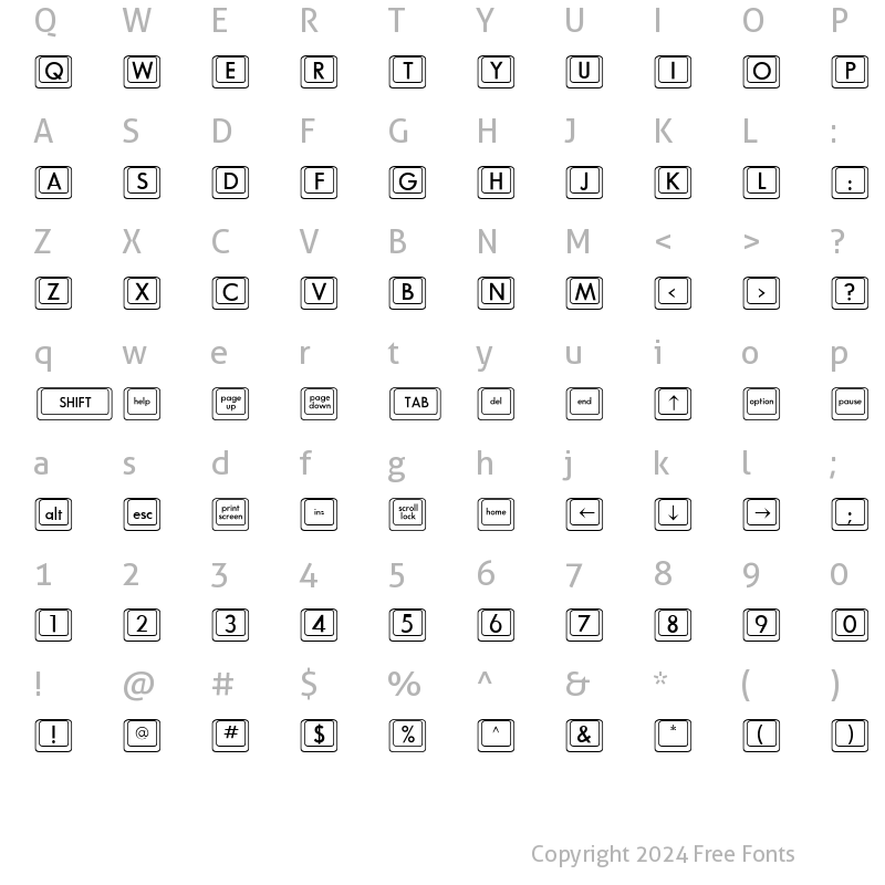 Character Map of Keycaps 1 Normal