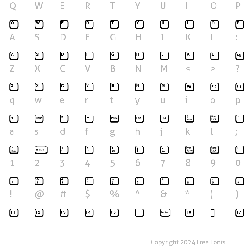 Character Map of Keycaps 2 Normal