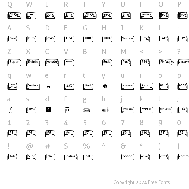 Character Map of Keycaps Extended Regular