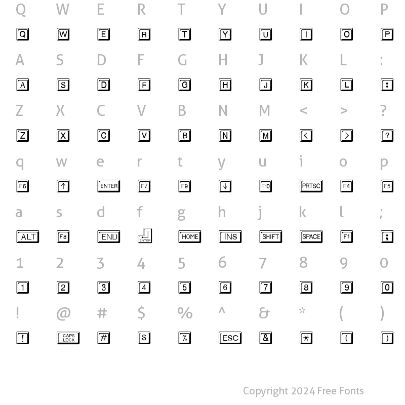 Character Map of KEYCAPS Regular