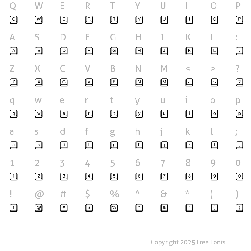 Character Map of Keyclick Regular