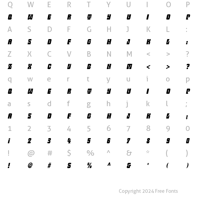 Character Map of Keyhole-Condensed Italic