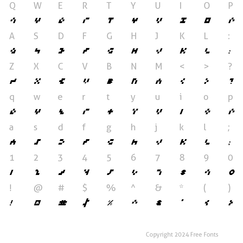 Character Map of Keystone Italic Italic