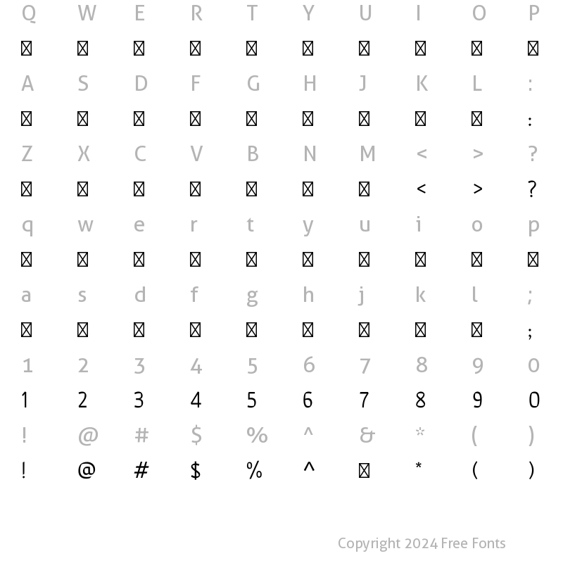 Character Map of KFNL Regular