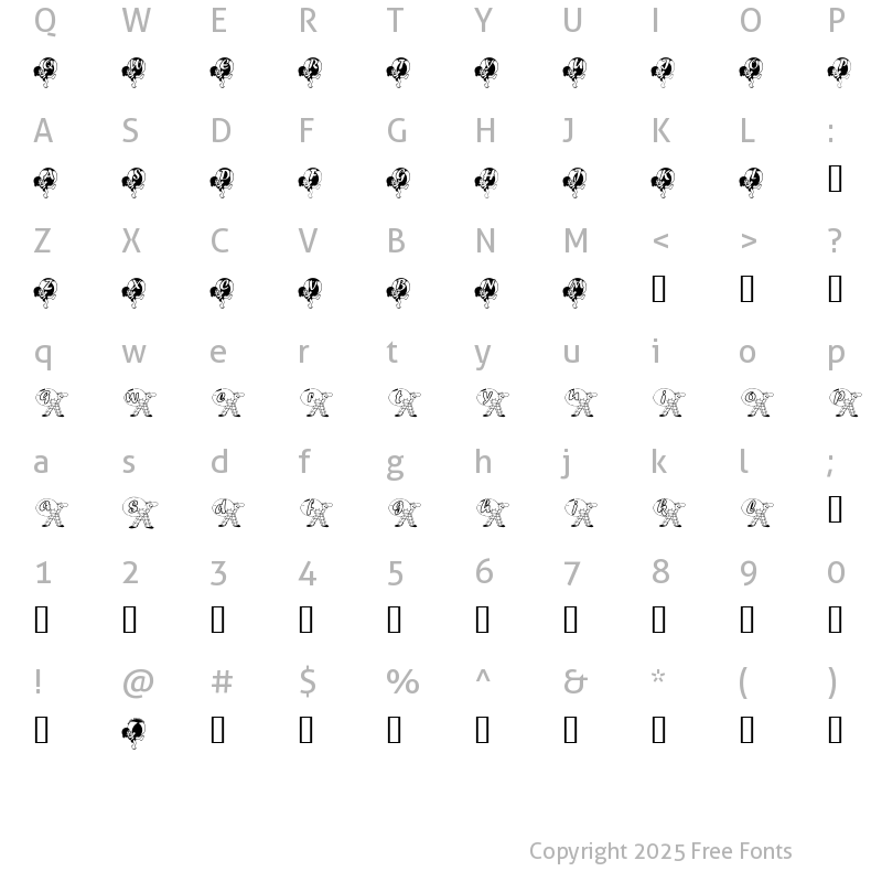 Character Map of KG BEACHBALL Regular