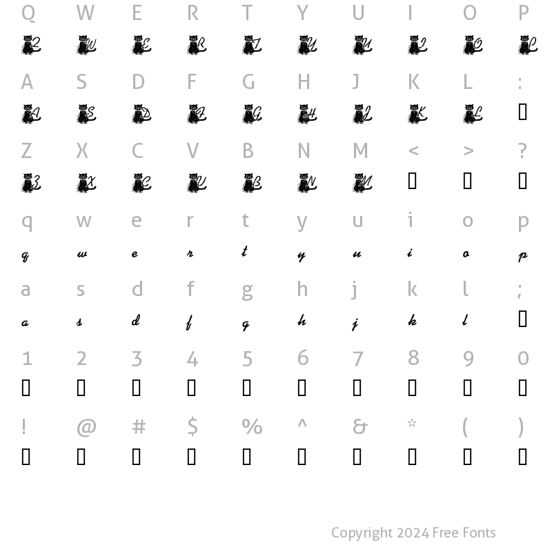 Character Map of KG BLACKAT Regular