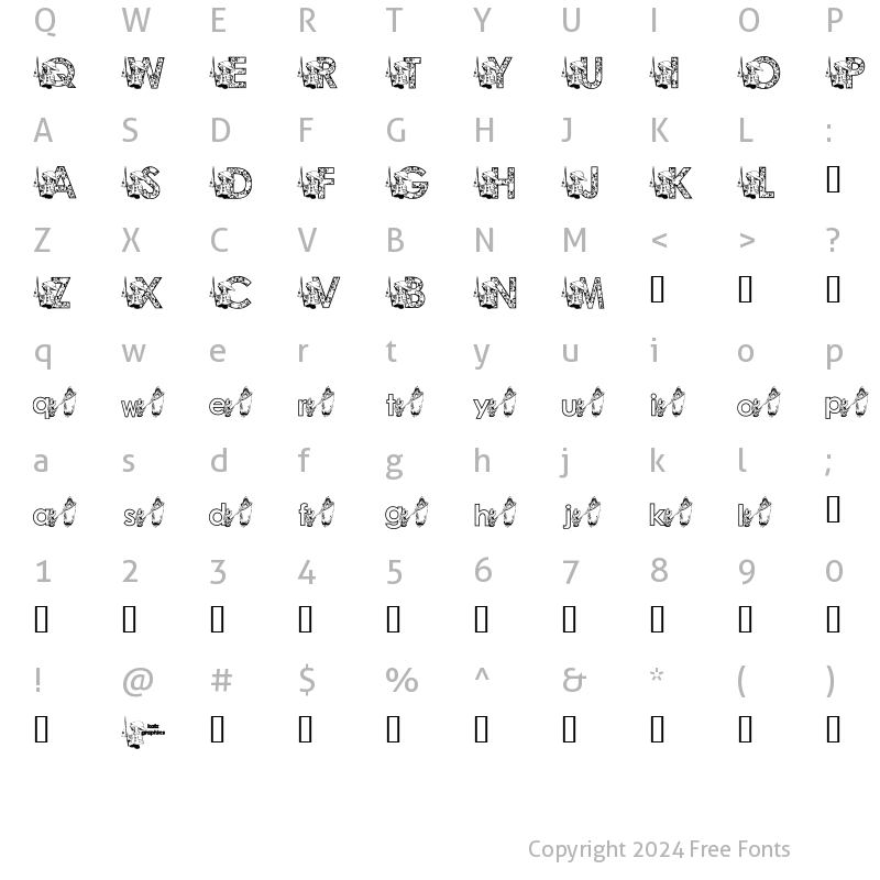 Character Map of KG FISHERMAN Regular