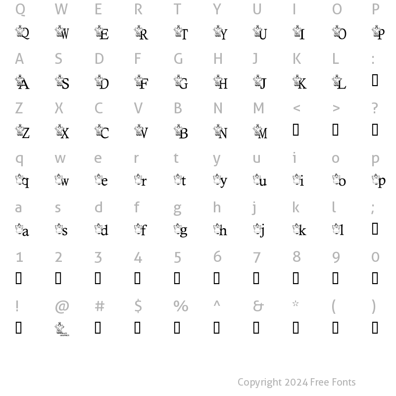 Character Map of KG SNOWANGEL Regular