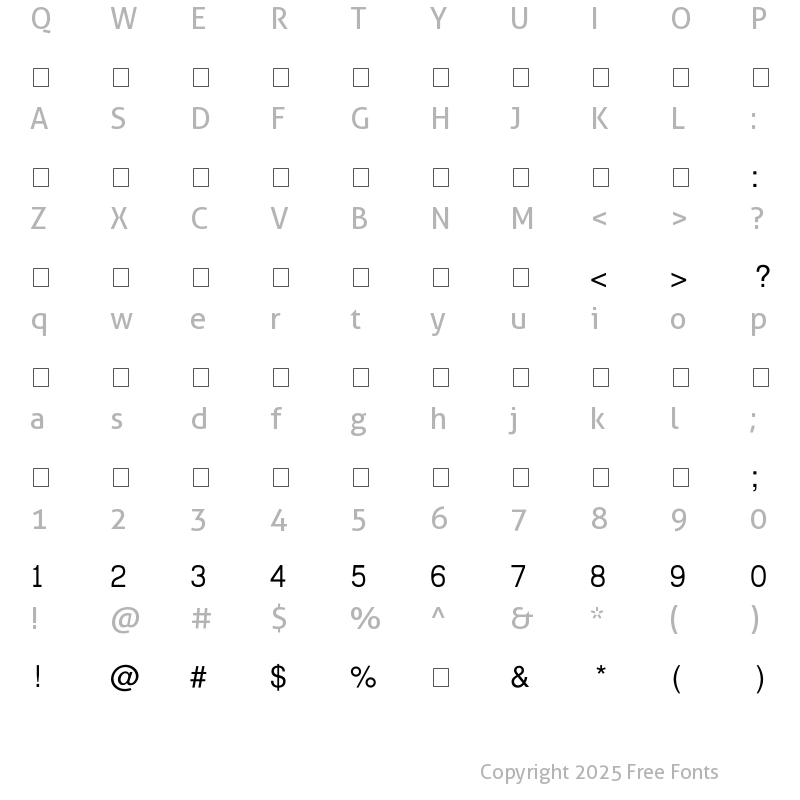 Character Map of Kh itkonkhmer Regular