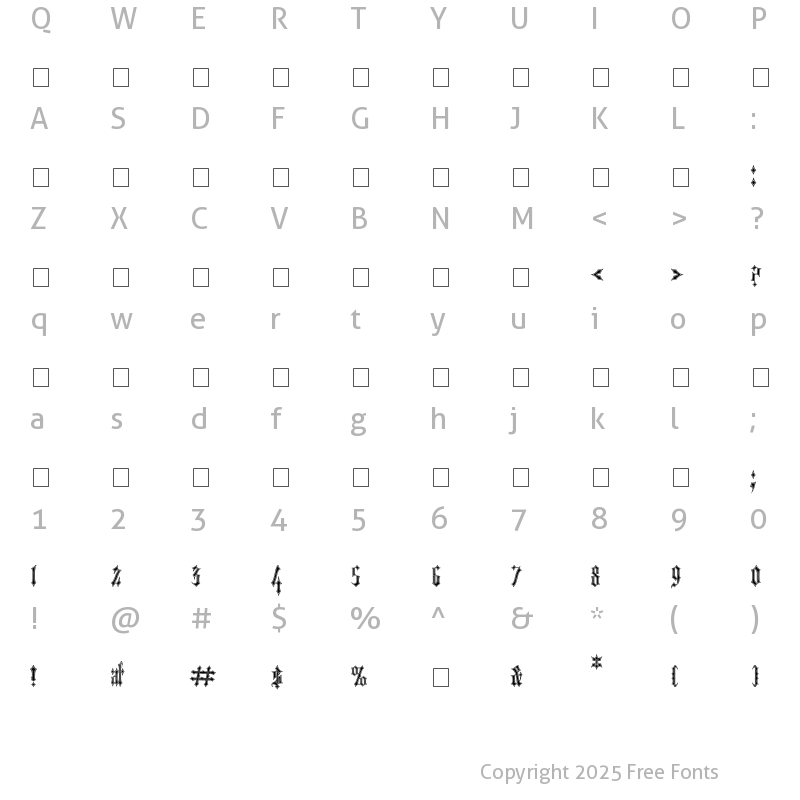 Character Map of Kh SN Beysach Regular