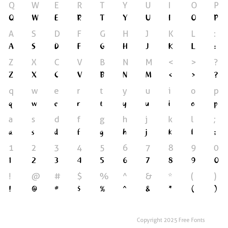 Character Map of Khaki Std 1