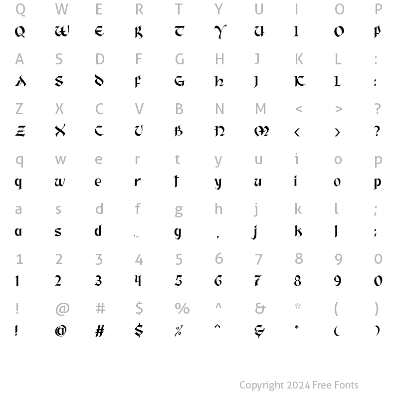 Character Map of Khalif Regular