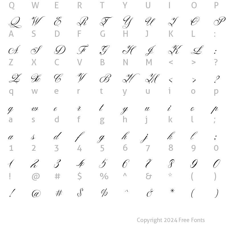 Character Map of Khalifah Script Regular