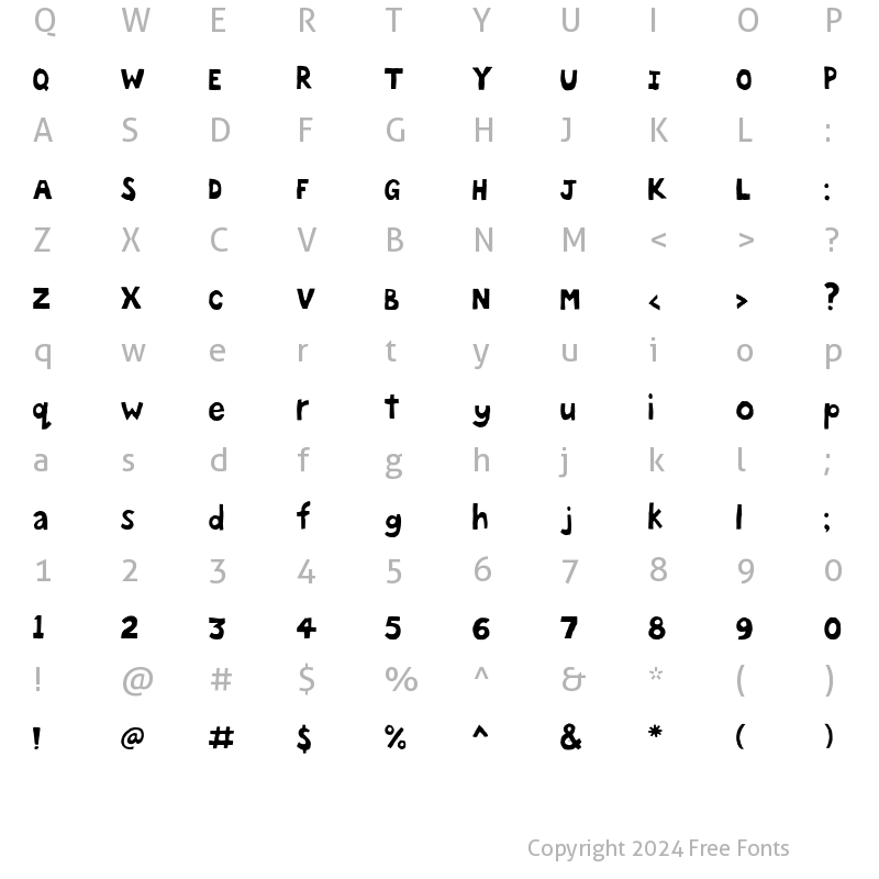 Character Map of Kharabeesh Font Normal