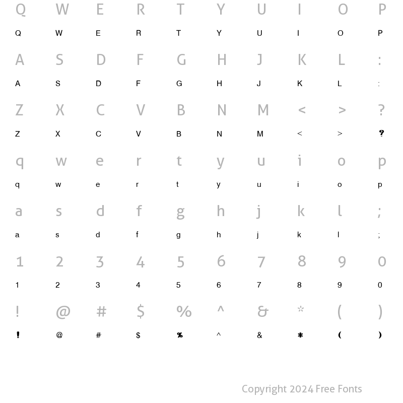 Character Map of Khmer Mondulkiri-s ultra Regular