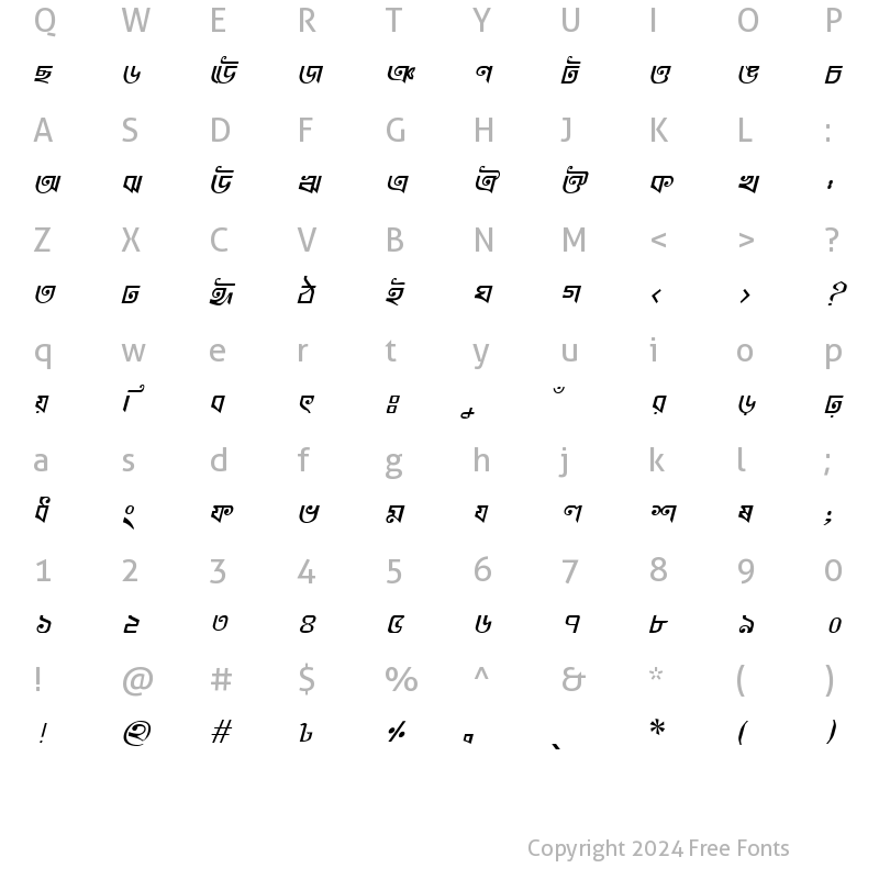 Character Map of KhooaiMJ Bold Italic