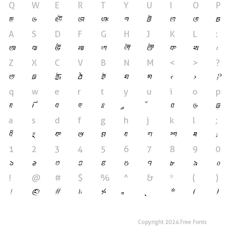 Character Map of KhooaiMJ Italic