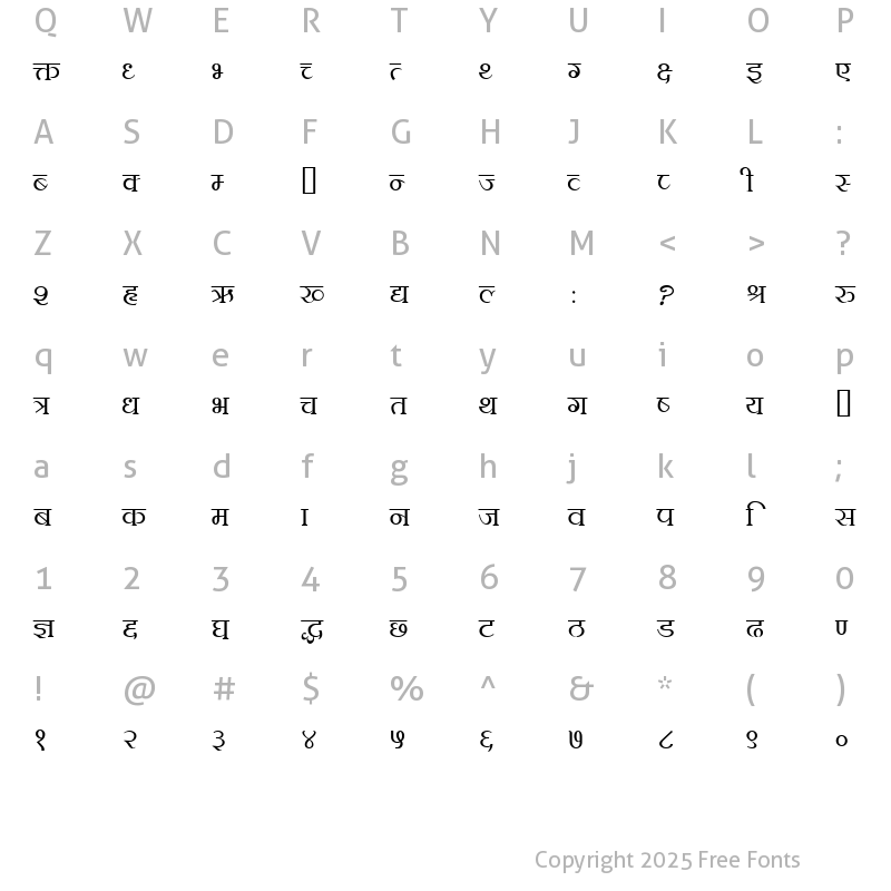 Character Map of khukuri1 Regular