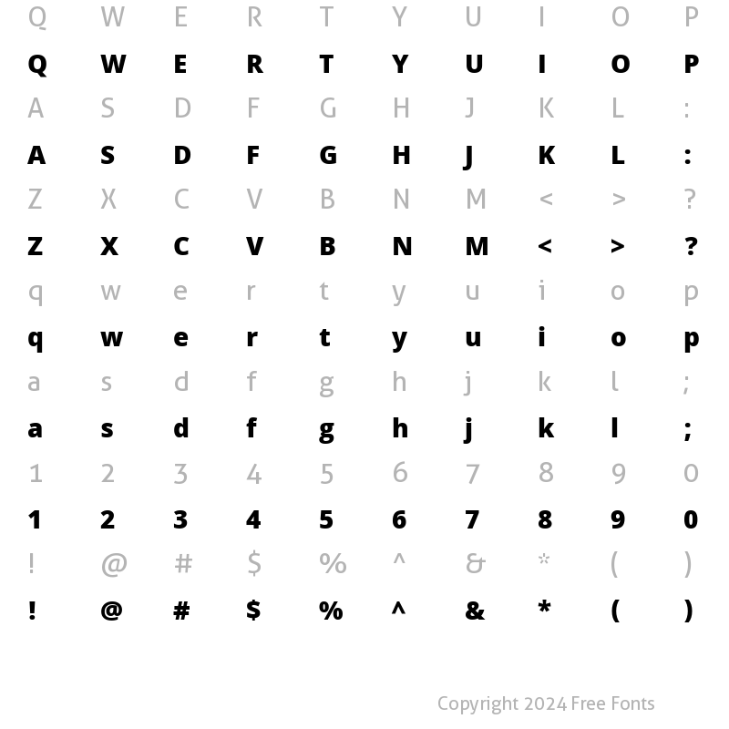 Character Map of Khula ExtraBold