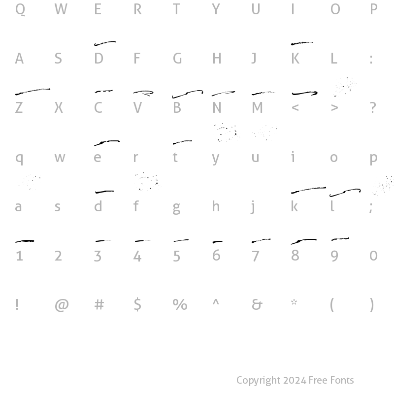 Character Map of Kick Hornet Swash Regular