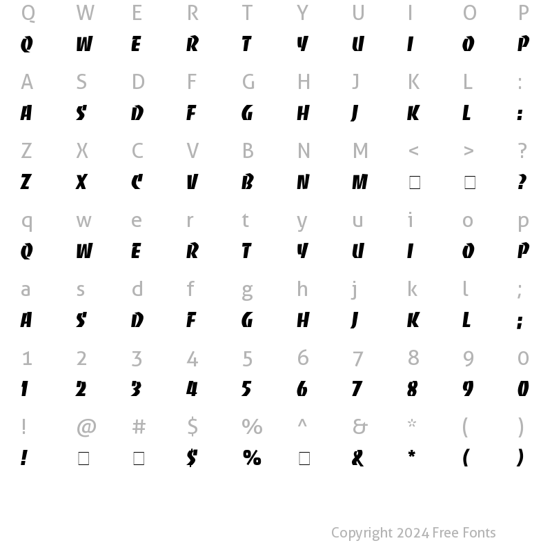 Character Map of Kick Start SSi Regular