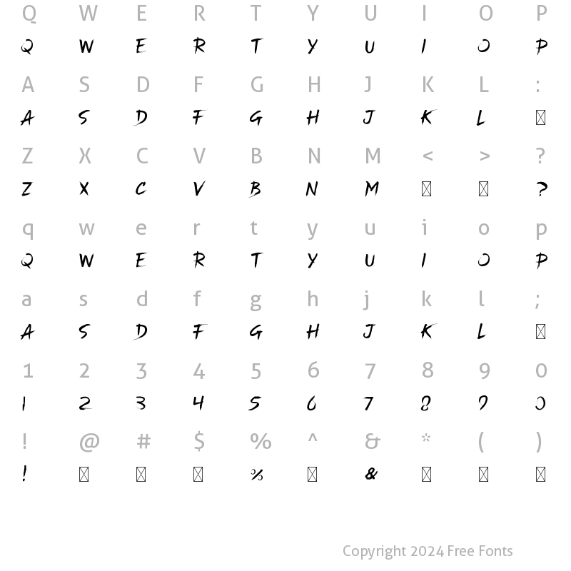 Character Map of Kickback Regular