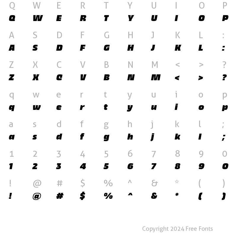 Character Map of Kicker Black Slanted