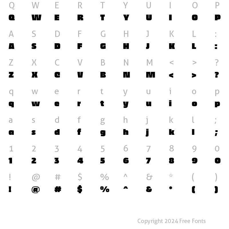 Character Map of Kicker Extrablack