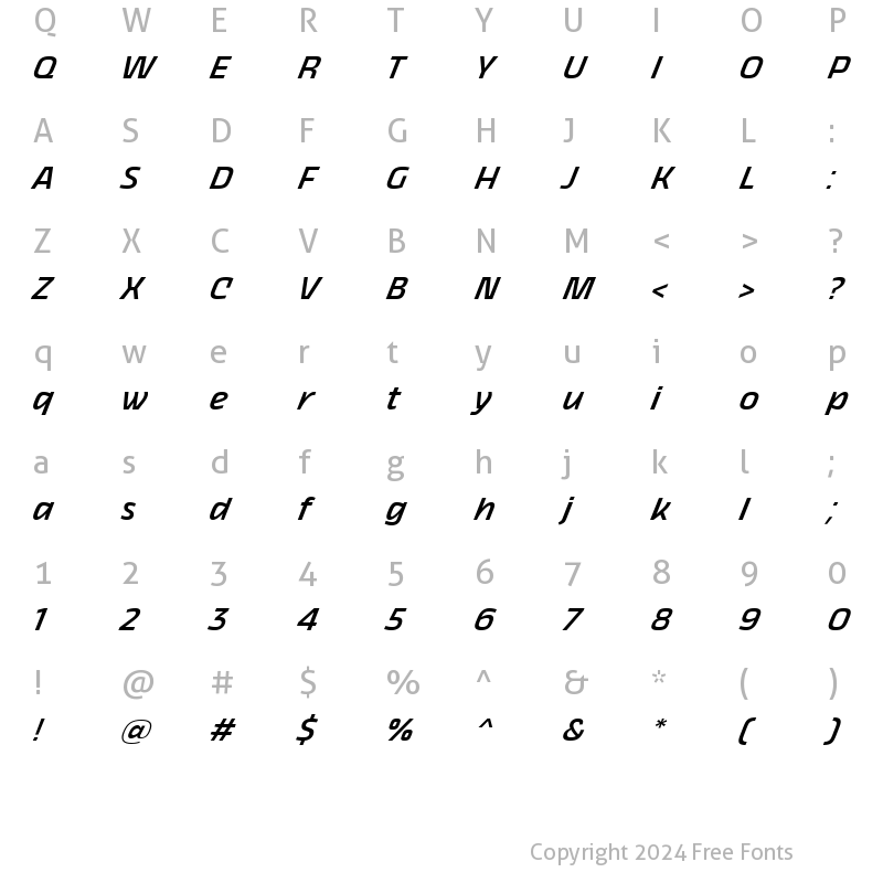 Character Map of Kicker Medium Italic