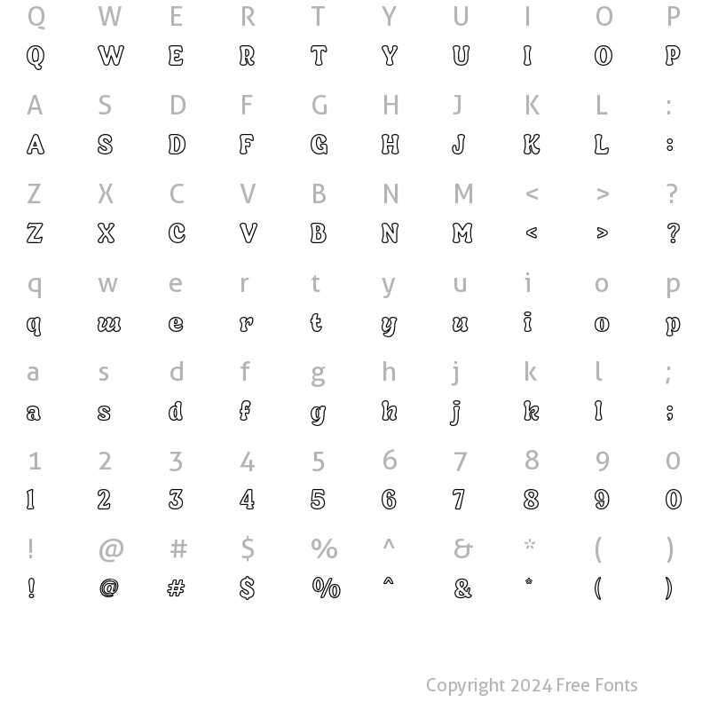 Character Map of Kickers Outline