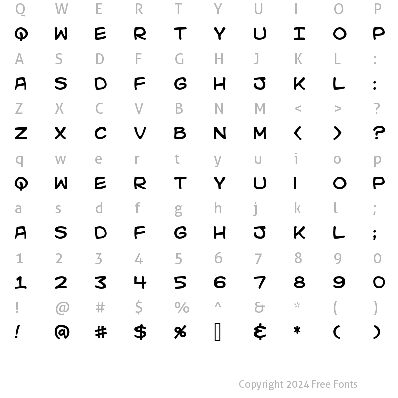 Character Map of Kid Kosmic Regular