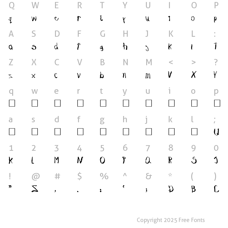 Character Map of KiddieKorner Regular
