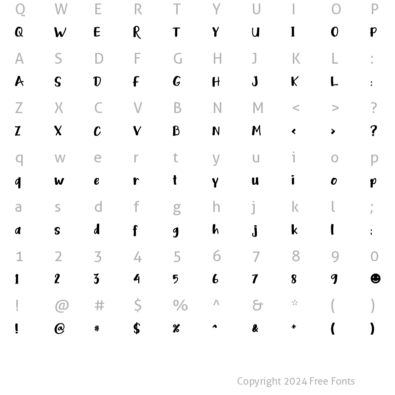 Character Map of Kidding Regular