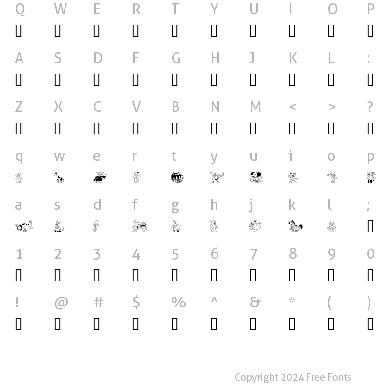 Character Map of Kiddy Toys Regular