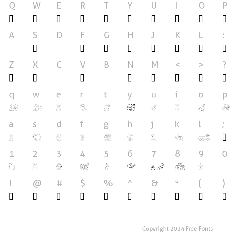 Character Map of KiddyDing Regular