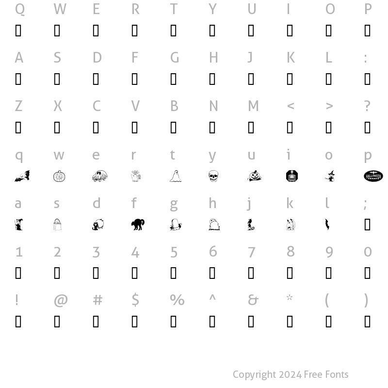 Character Map of KiddyHalloween Regular