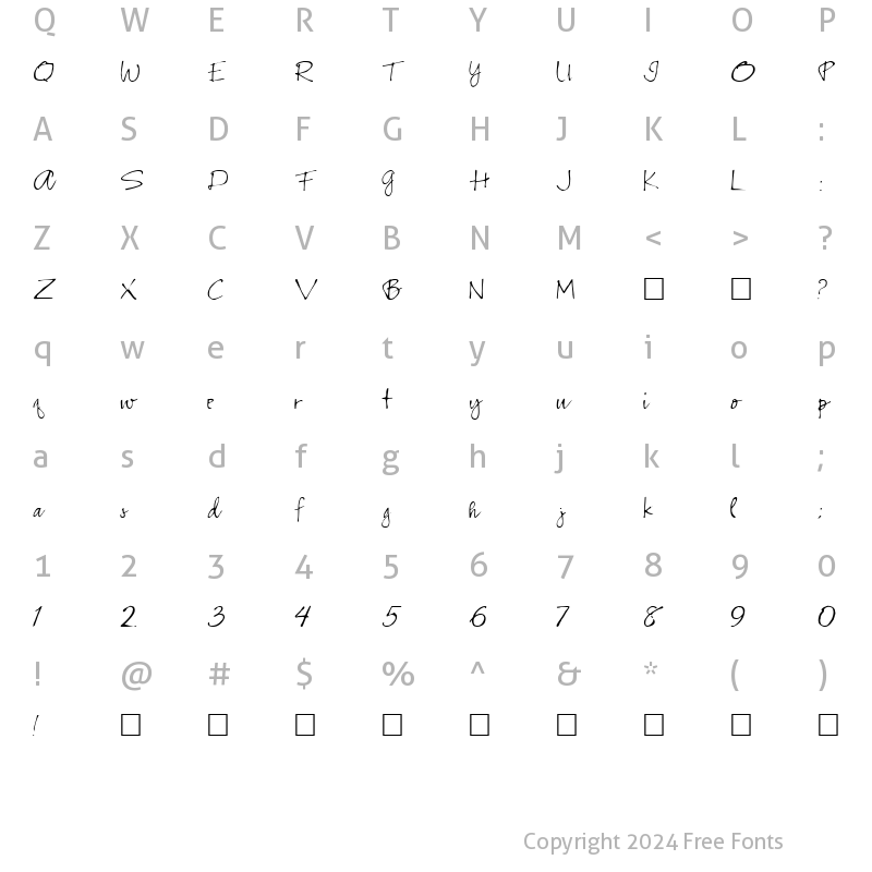 Character Map of Kidnapper Regular