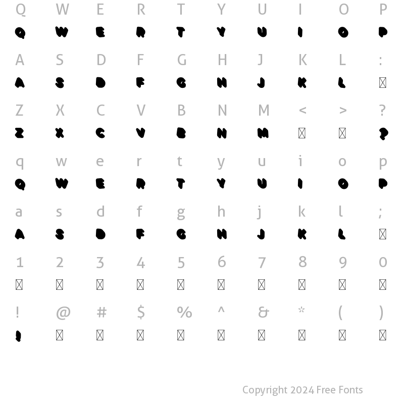 Character Map of KidsZone Filled