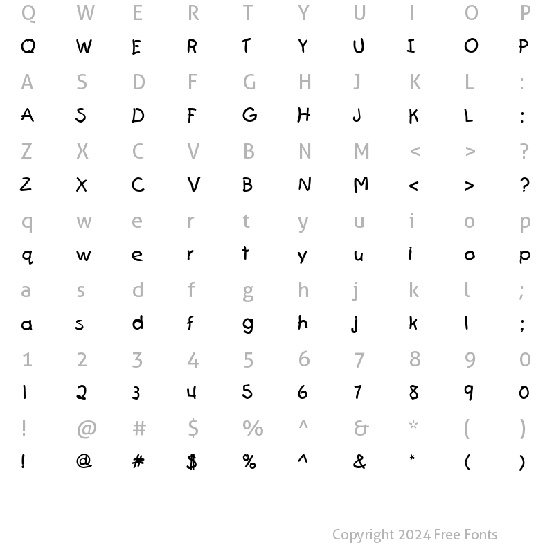 Character Map of KidType Regular